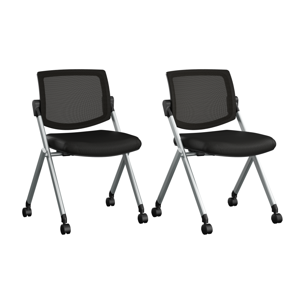 Shop Bush Business Furniture Envision Mesh Back Folding Chairs - Set of 2, Image 01, CH4002BLF-03, #color_black nylon mesh