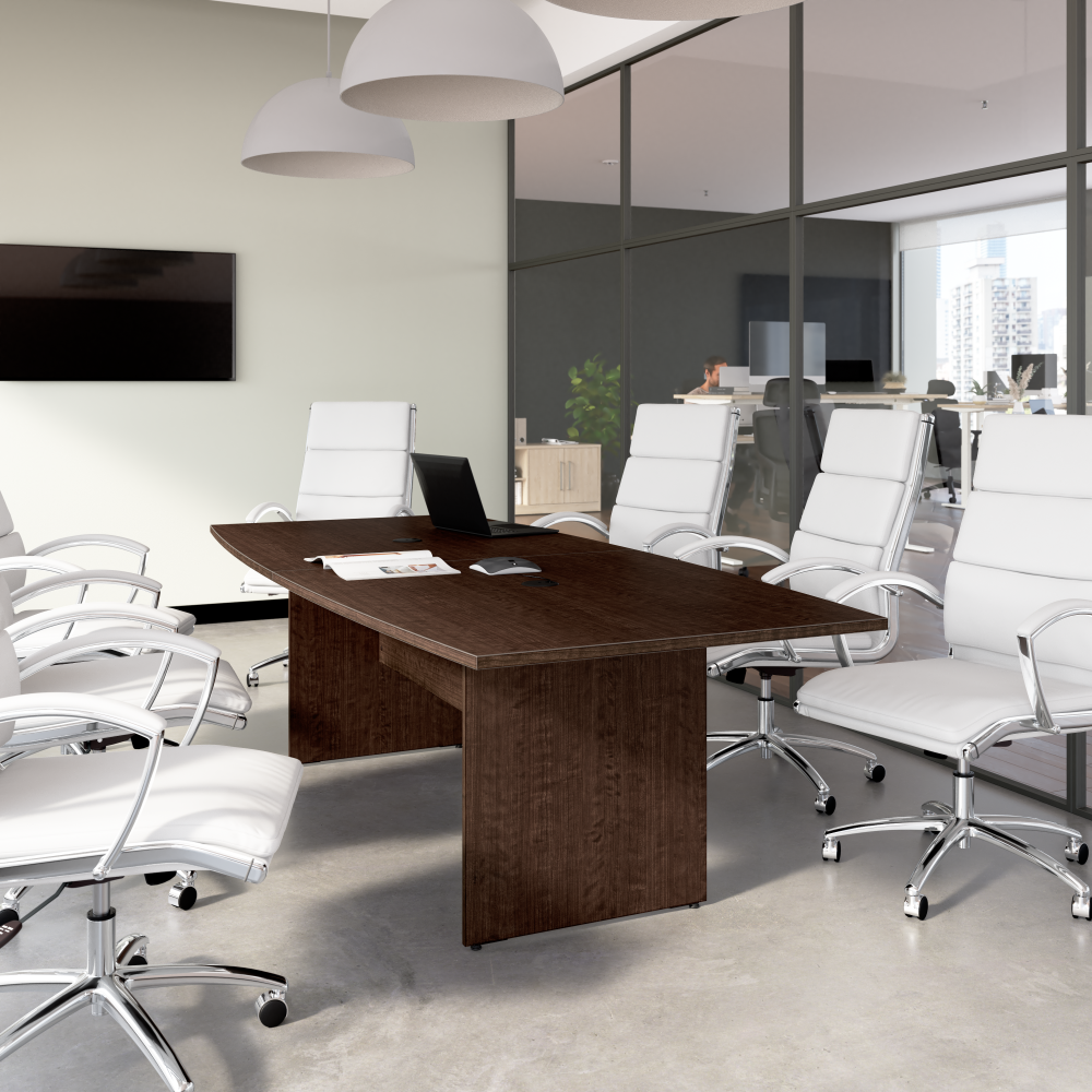 Shop Bush Business Furniture 96-inch Office Conference Table with Wood Base, Image 02, 99TB9642MRK, #color_mocha cherry