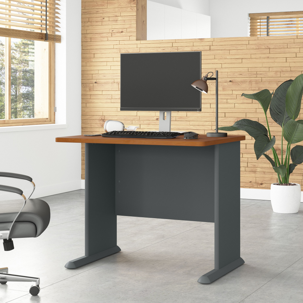 Shop Bush Business Furniture Series A 36W Desk, Image 02, WC57436, #color_natural cherry/slate