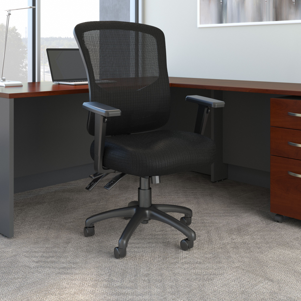 Shop Bush Business Furniture Custom Comfort High Back Multifunction Mesh Executive Office Chair, Image 02, CH1303BLF-03, #color_black nylon mesh