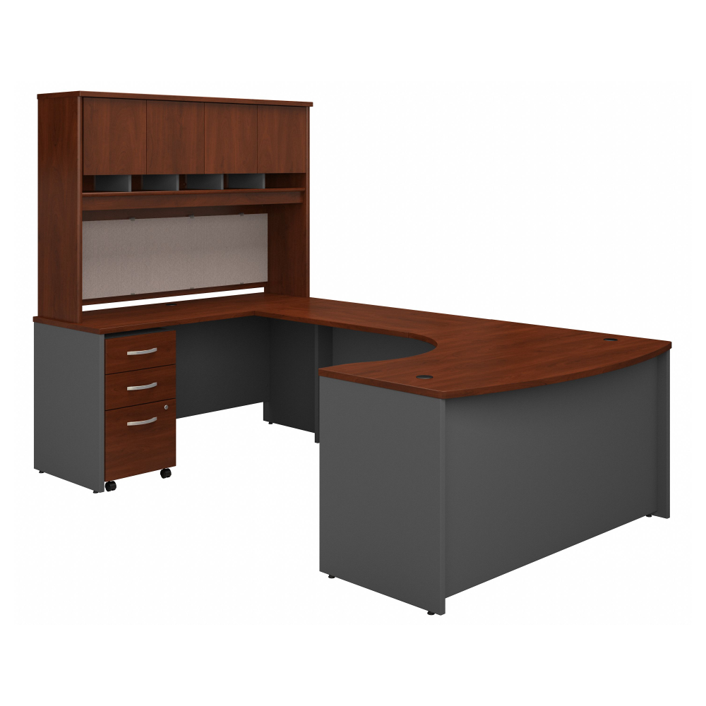 Shop Bush Business Furniture Series C 60W Left Handed Bow Front U Shaped Desk with Hutch and Storage, Image 01, SRC093HCSU, #color_hansen cherry/graphite gray