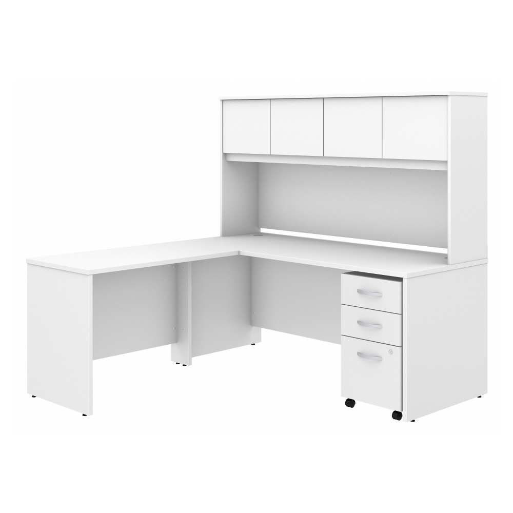Shop Bush Business Furniture Studio C 72W x 30D L Shaped Desk with Hutch, Mobile File Cabinet and 42W Return, Image 01, STC006WHSU, #color_white