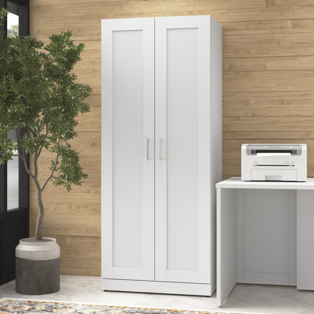 Shop Bush Business Furniture Hampton Heights 30W Tall Storage Cabinet with Doors and Shelves, Image 02, HHS630WH-Z, #color_white