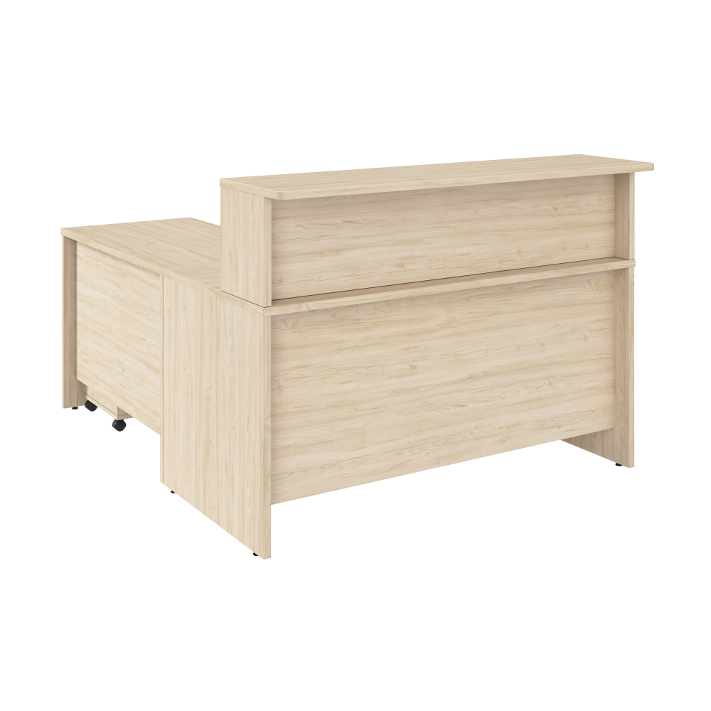 Shop Bush Business Furniture Arrive 60W x 72D L Shaped Reception Desk with Shelf and Mobile File Cabinet, Image 03, ARV004NE, #color_natural elm