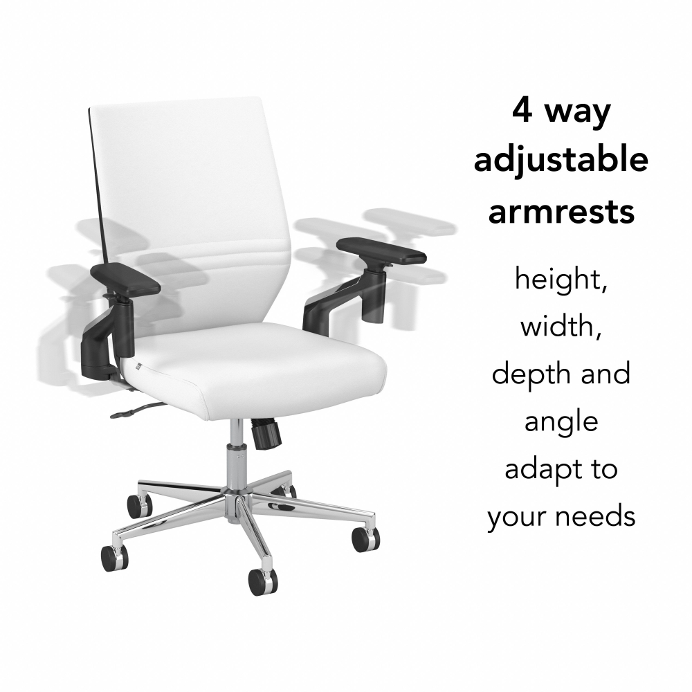 Shop Bush Business Furniture Laguna Mid Back Leather Office Chair, Image 07, CH2701WHL-03, #color_white leather