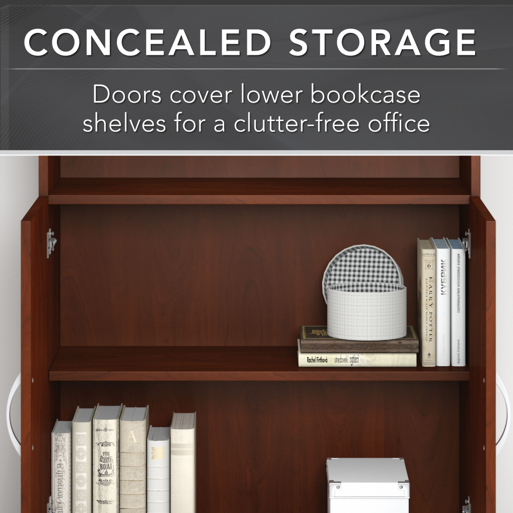Shop Bush Business Furniture Studio C Tall 5 Shelf Bookcase with Doors, Image 05, STC015HC, #color_hansen cherry