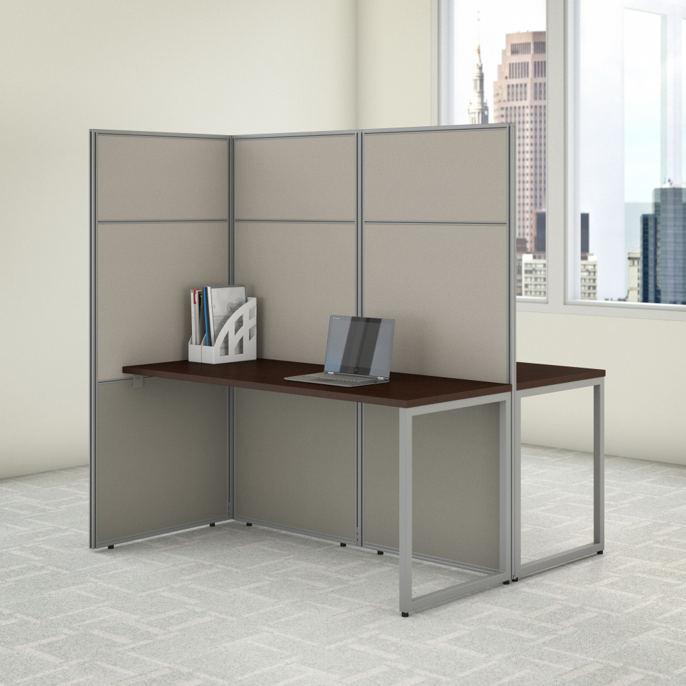 Shop Bush Business Furniture Easy Office 60W 2 Person Cubicle Desk Workstation with 66H Panels, Image 02, EODH460MR-03K, #color_mocha cherry