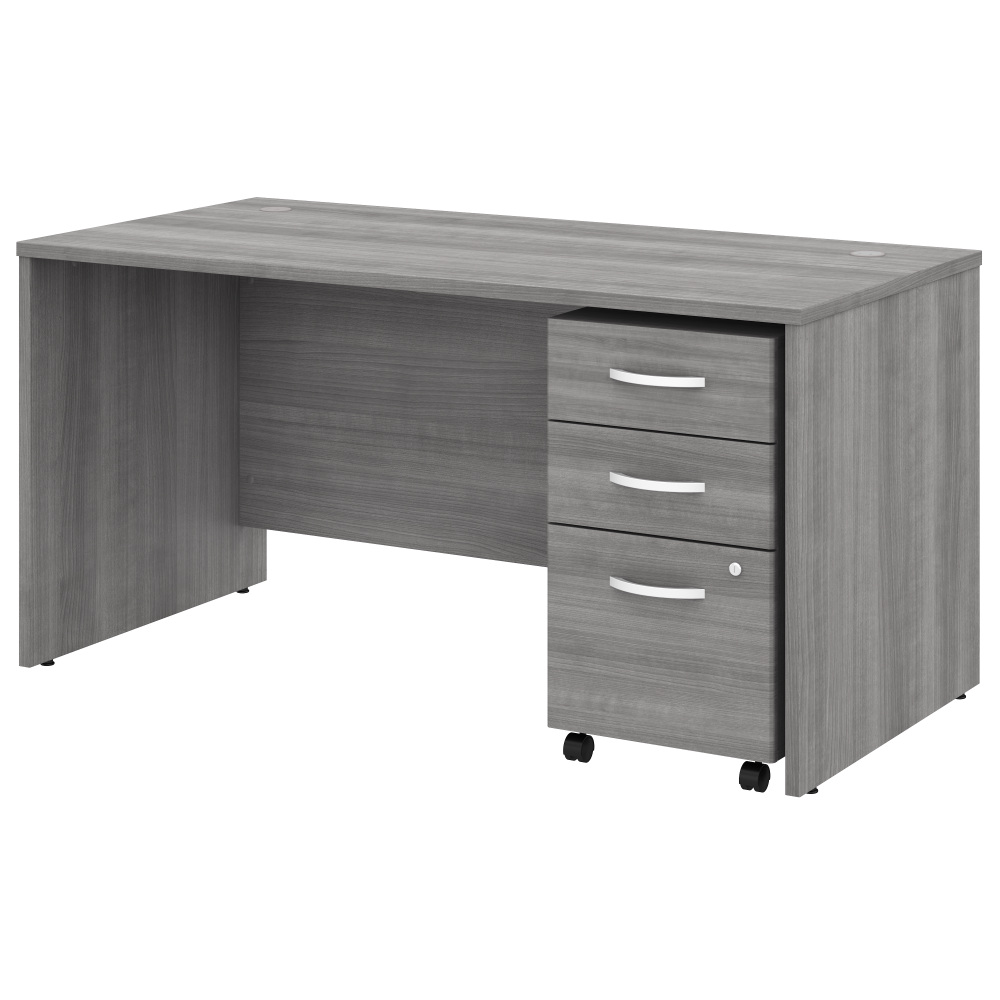 Shop Bush Business Furniture Studio C 60W x 30D Office Desk with Mobile File Cabinet, Image 01, STC014PGSU, #color_platinum gray