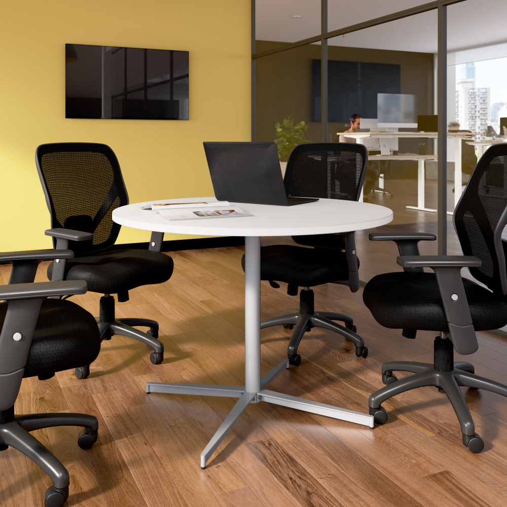 Shop Bush Business Furniture 42-inch Round Conference Table with Metal Base, Image 02, 99XTB42RWH, #color_white/cool gray metallic