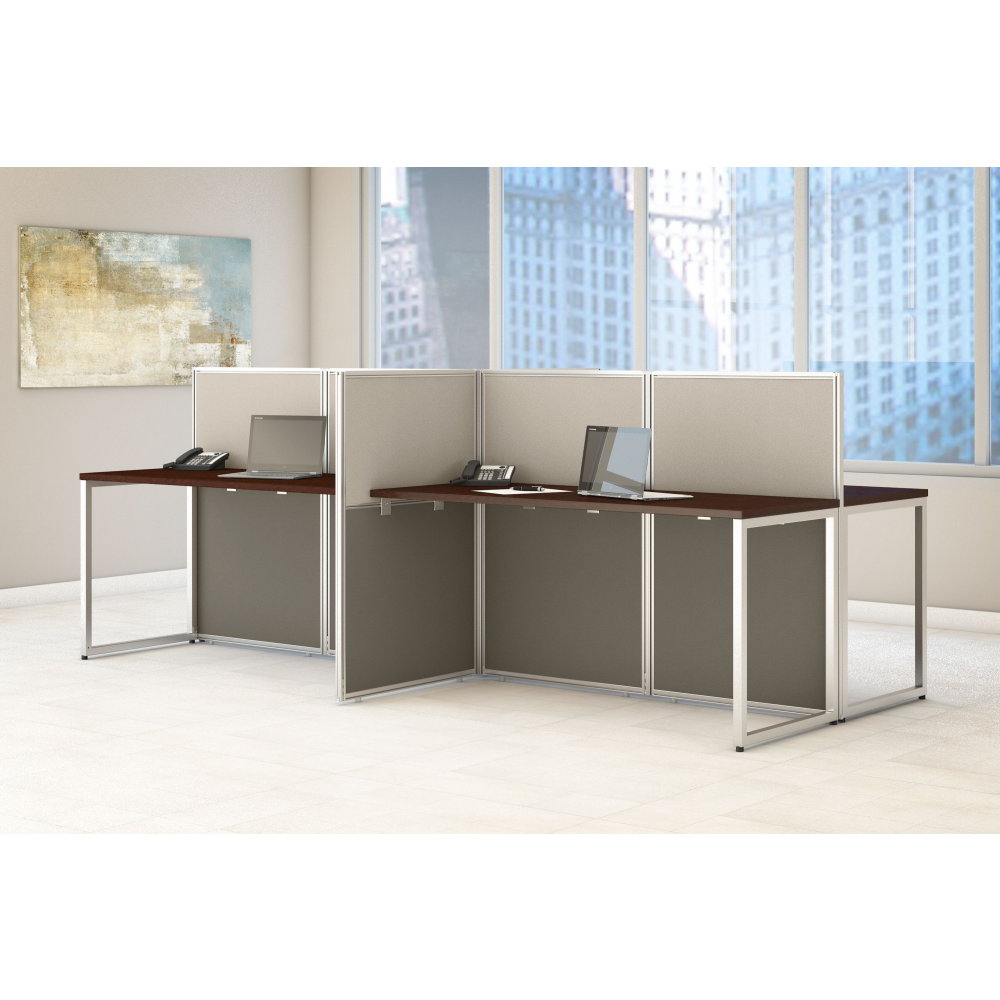 Shop Bush Business Furniture Easy Office 60W 4 Person Cubicle Desk Workstation with 45H Panels, Image 02, EOD660MR-03K, #color_mocha cherry