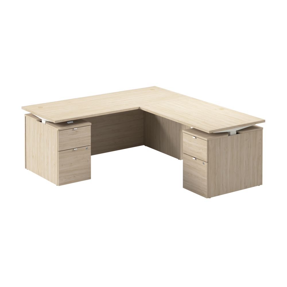 Shop Bush Business Furniture Stratus 72W x 78D Height Adjustable L Shaped Standing Desk with Drawers, Image 01, SUT018NE, #color_natural elm