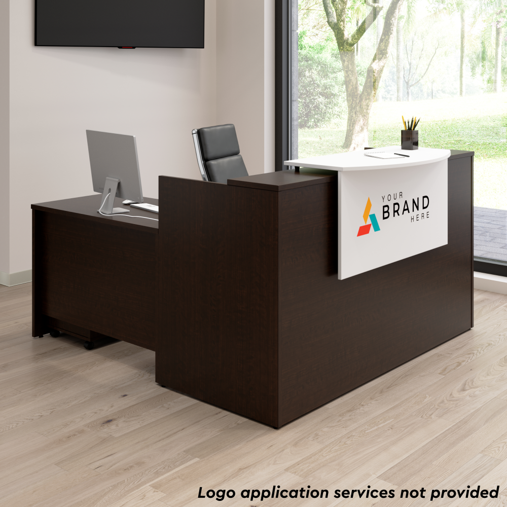 Shop Bush Business Furniture Arrive 72W x 72D L Shaped Reception Desk with Counter and Mobile File Cabinet, Image 04, ARV010MR, #color_mocha cherry