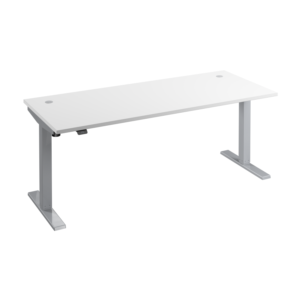 Shop Bush Business Furniture Move 40 Series 72W x 30D Electric Height Adjustable Standing Desk, Image 01, M4S7230WHSK, #color_white/cool gray metallic