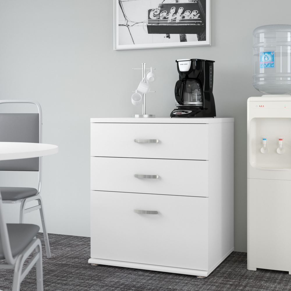 Shop Bush Business Furniture Universal Floor Storage Cabinet with Drawers, Image 02, UNS328WH, #color_white