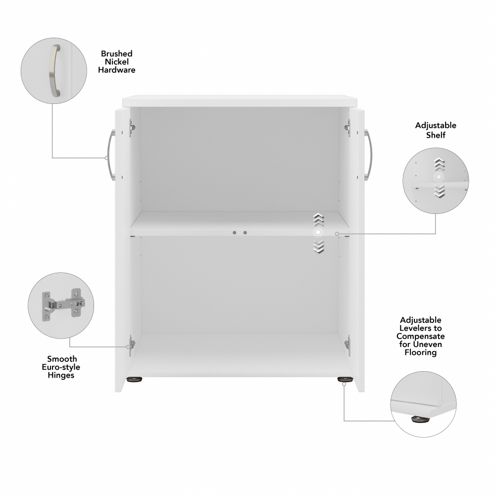 Shop Bush Business Furniture Universal Floor Storage Cabinet with Doors and Shelves, Image 07, UNS128WH, #color_white