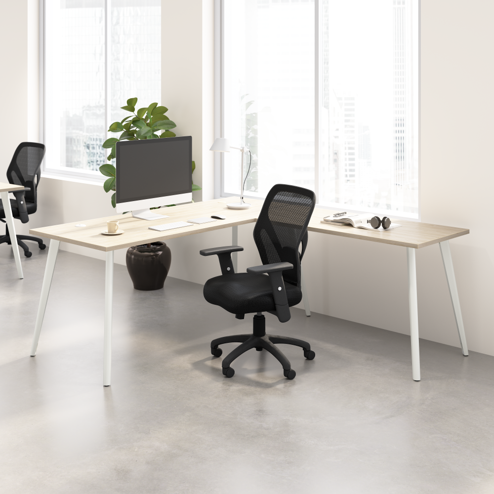 Shop Bush Business Furniture Vista 72W x 30D L Shaped Desk with Splayed Metal Legs, Image 02, VST003NE, #color_natural elm