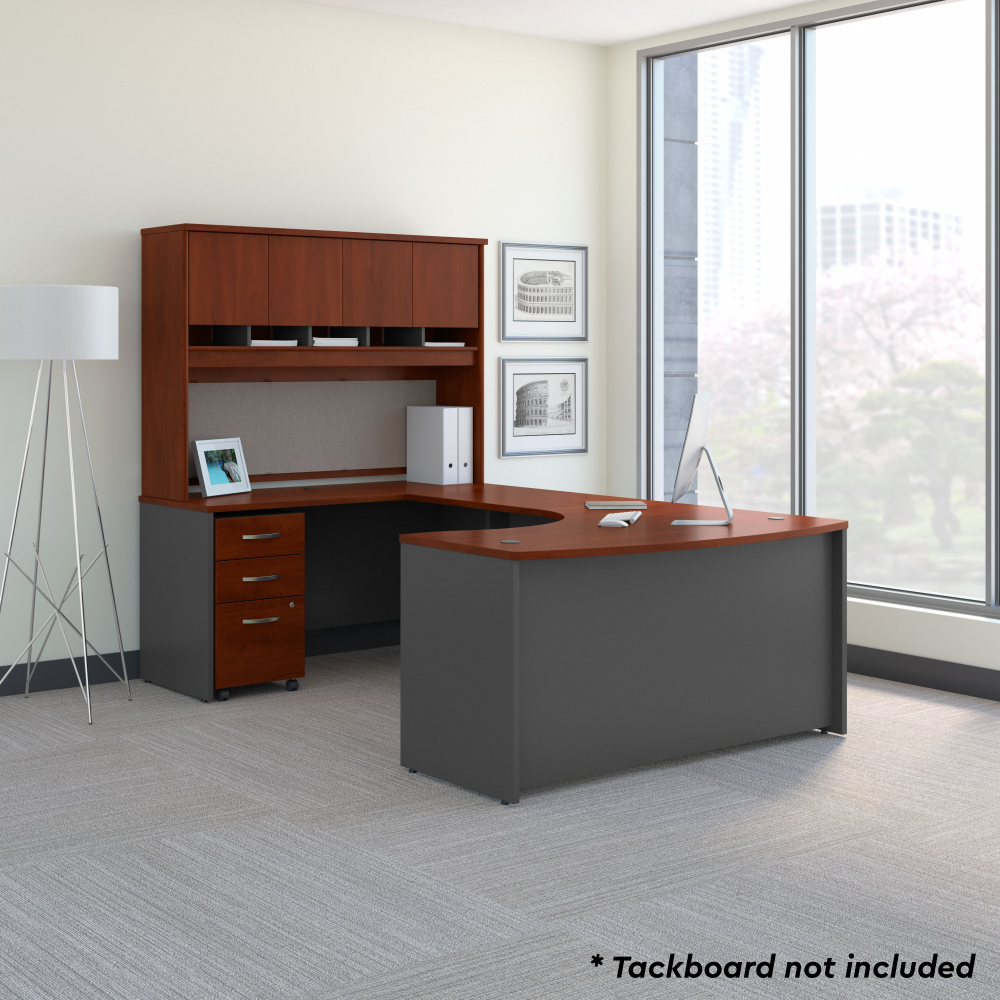 Shop Bush Business Furniture Series C 60W Left Handed Bow Front U Shaped Desk with Hutch and Storage, Image 02, SRC093HCSU, #color_hansen cherry/graphite gray