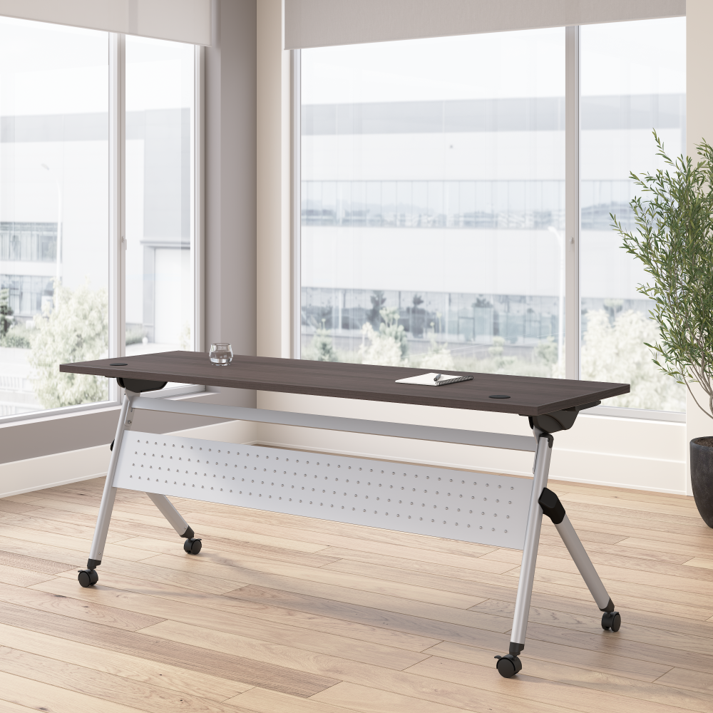 Shop Bush Business Furniture Envision 72W Folding Training Table, Image 02, NVW172SGK, #color_storm gray/cool gray metallic
