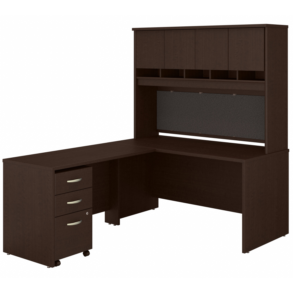 Shop Bush Business Furniture Series C 60W L Shaped Desk with Hutch and Mobile File Cabinet, Image 01, SRC147MRSU, #color_mocha cherry