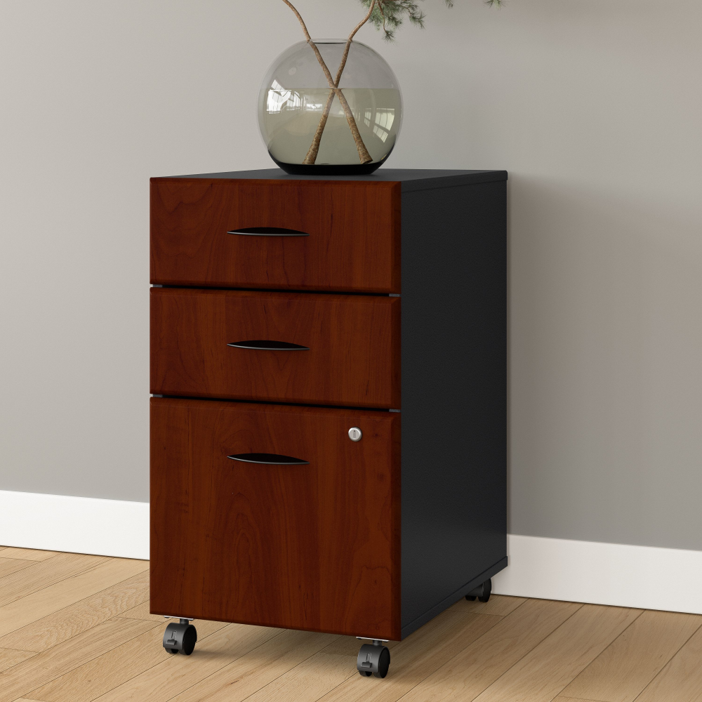Shop Bush Business Furniture Series A 3 Drawer Mobile File Cabinet, Image 02, WC94453PSU, #color_hansen cherry/galaxy