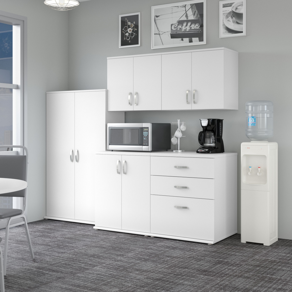 Shop Bush Business Furniture Universal 92W 5 Piece Modular Storage Set with Floor and Wall Cabinets, Image 02, UNS003WH, #color_white