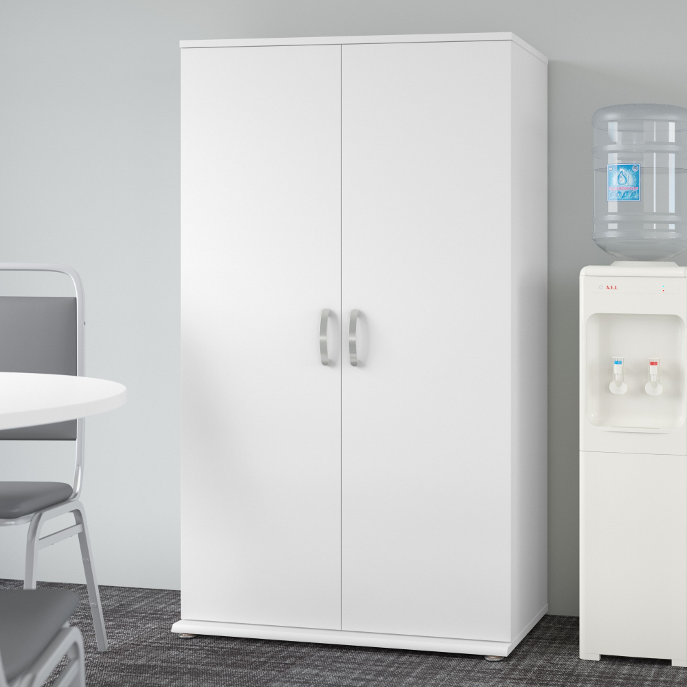 Shop Bush Business Furniture Universal Tall Storage Cabinet with Doors and Shelves, Image 02, UNS136WHK, #color_white