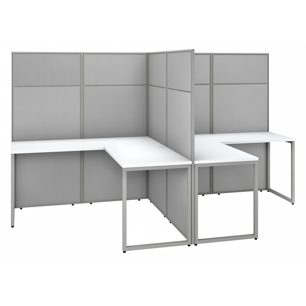 Shop Bush Business Furniture Easy Office 60W 2 Person L Shaped Cubicle Desk Workstation with 66H Panels, Image 01, EODH560WH-03K, #color_pure white/silver gray fabric