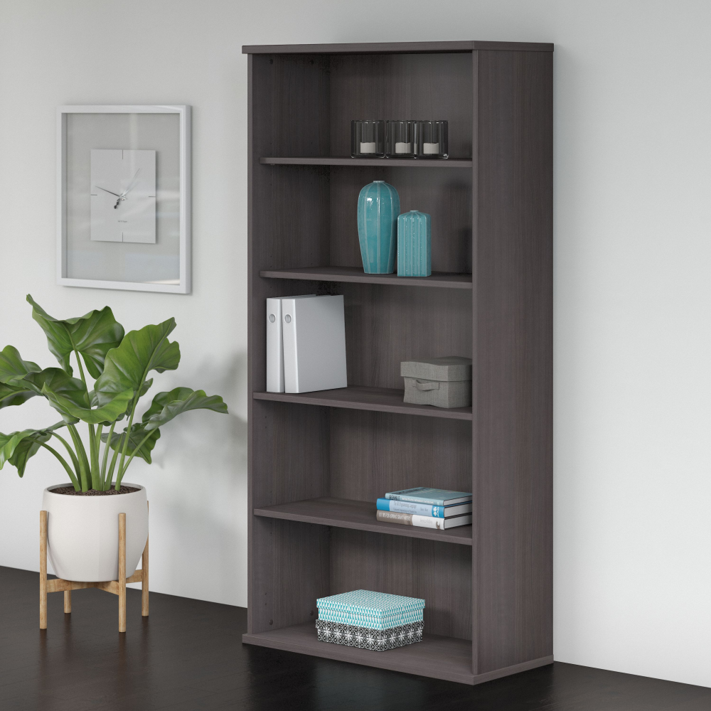 Shop Bush Business Furniture Studio C Tall 5 Shelf Bookcase, Image 02, SCB136SG, #color_storm gray