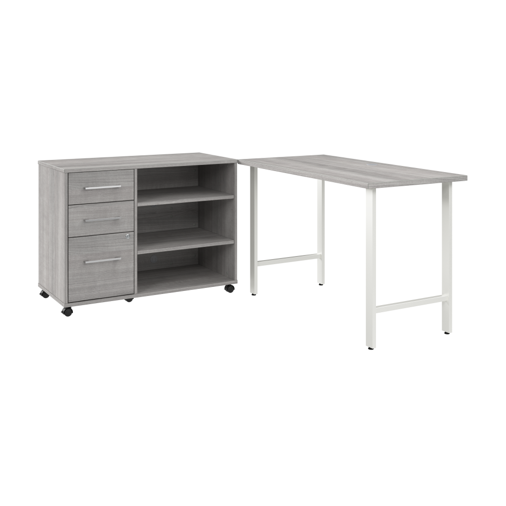 Shop Bush Business Furniture Hustle 48W x 24D Computer Desk and Storage Cabinet with Drawers and Shelves, Image 01, HUS007PG, #color_platinum gray
