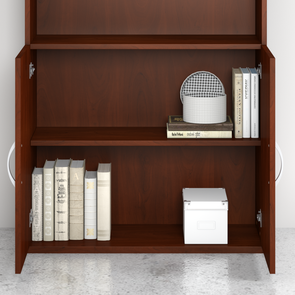 Shop Bush Business Furniture Studio C Tall 5 Shelf Bookcase with Doors, Image 03, STC015HC, #color_hansen cherry