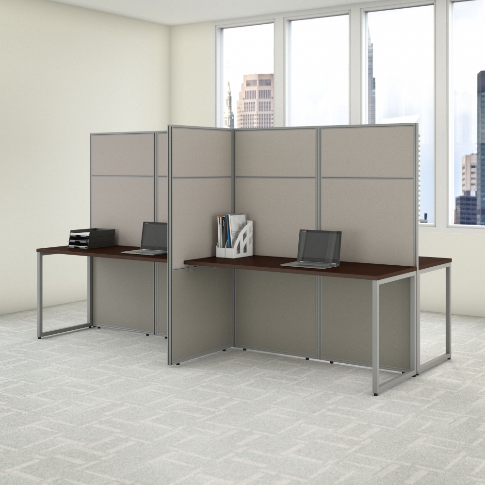 Shop Bush Business Furniture Easy Office 60W 4 Person Cubicle Desk Workstation with 66H Panels, Image 02, EODH660MR-03K, #color_mocha cherry