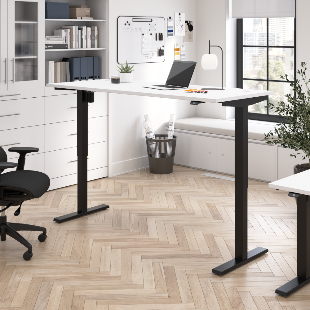 Shop Bush Business Furniture Move 40 Series 72W x 30D Electric Height Adjustable Standing Desk, Image 02, M4S7230WHBK, #color_white/black powder coat
