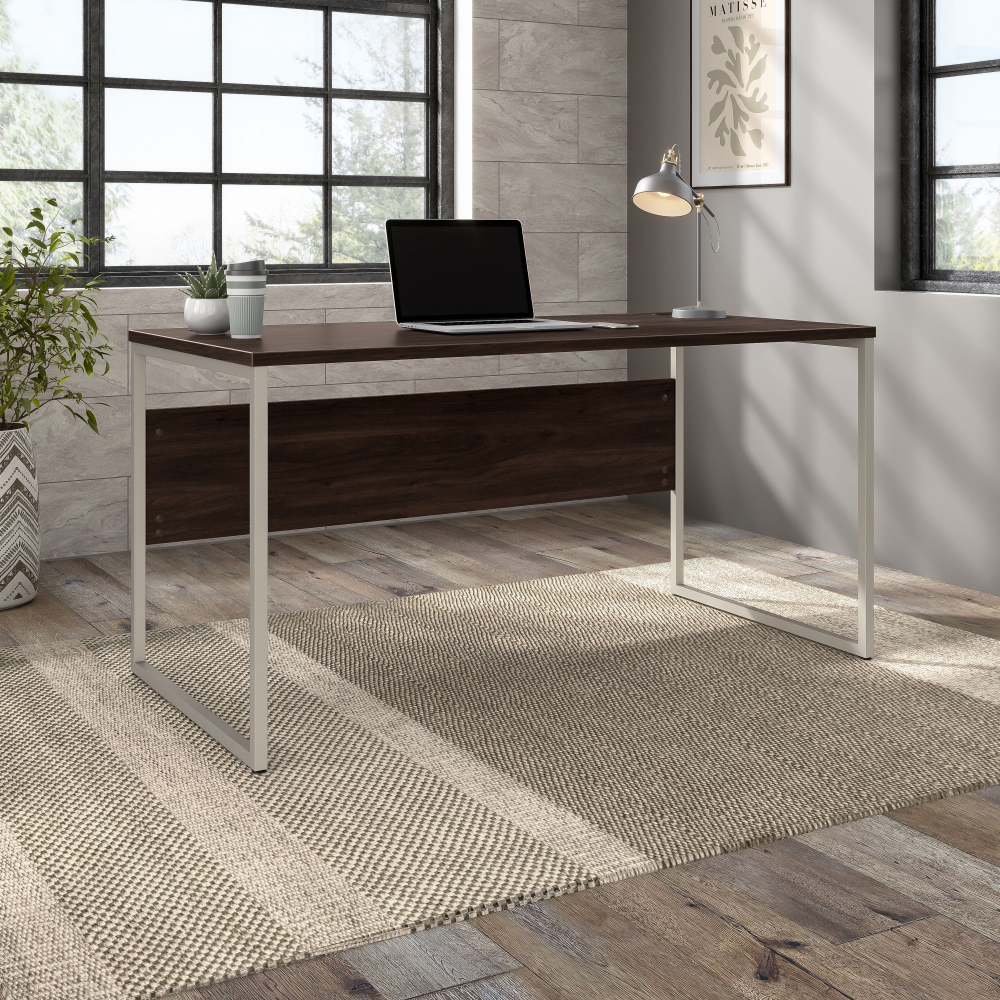 Shop Bush Business Furniture Hybrid 60W x 30D Computer Table Desk with Metal Legs, Image 02, HYD360BW, #color_black walnut
