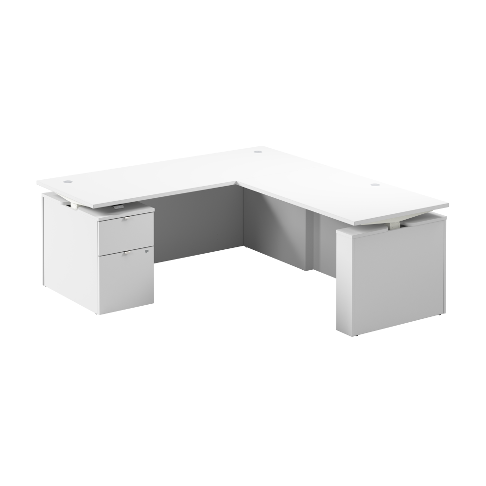 Shop Bush Business Furniture Stratus 72W x 78D Height Adjustable L Shaped Standing Desk with File Cabinet, Image 01, SUT016WH, #color_white