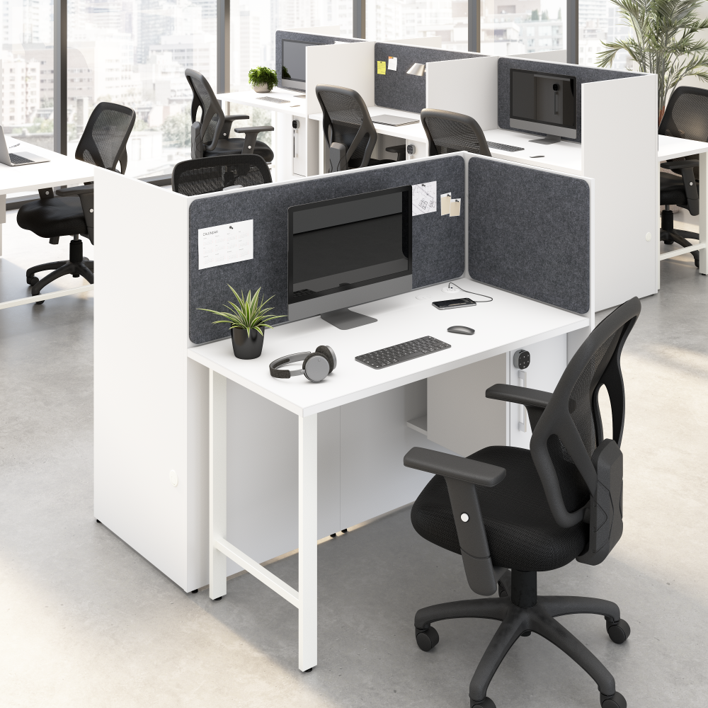 Shop Bush Business Furniture Hustle 48-inch 2 Person Office Cubicles with Locking Storage and Large Tackboards, Image 02, HUS020WH, #color_white