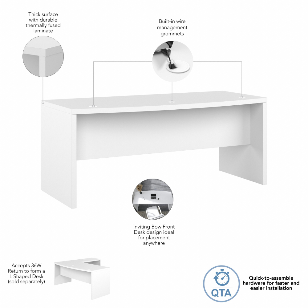 Shop Bush Business Furniture Echo 72W Bow Front Desk, Image 07, KI60109-03, #color_pure white