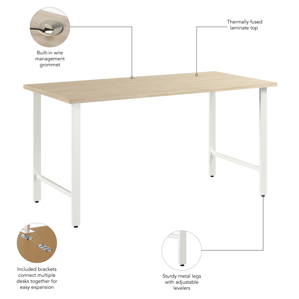 Shop Bush Business Furniture Hustle 60W x 30D Computer Desk with Metal Legs, Image 09, HUD160NE, #color_natural elm