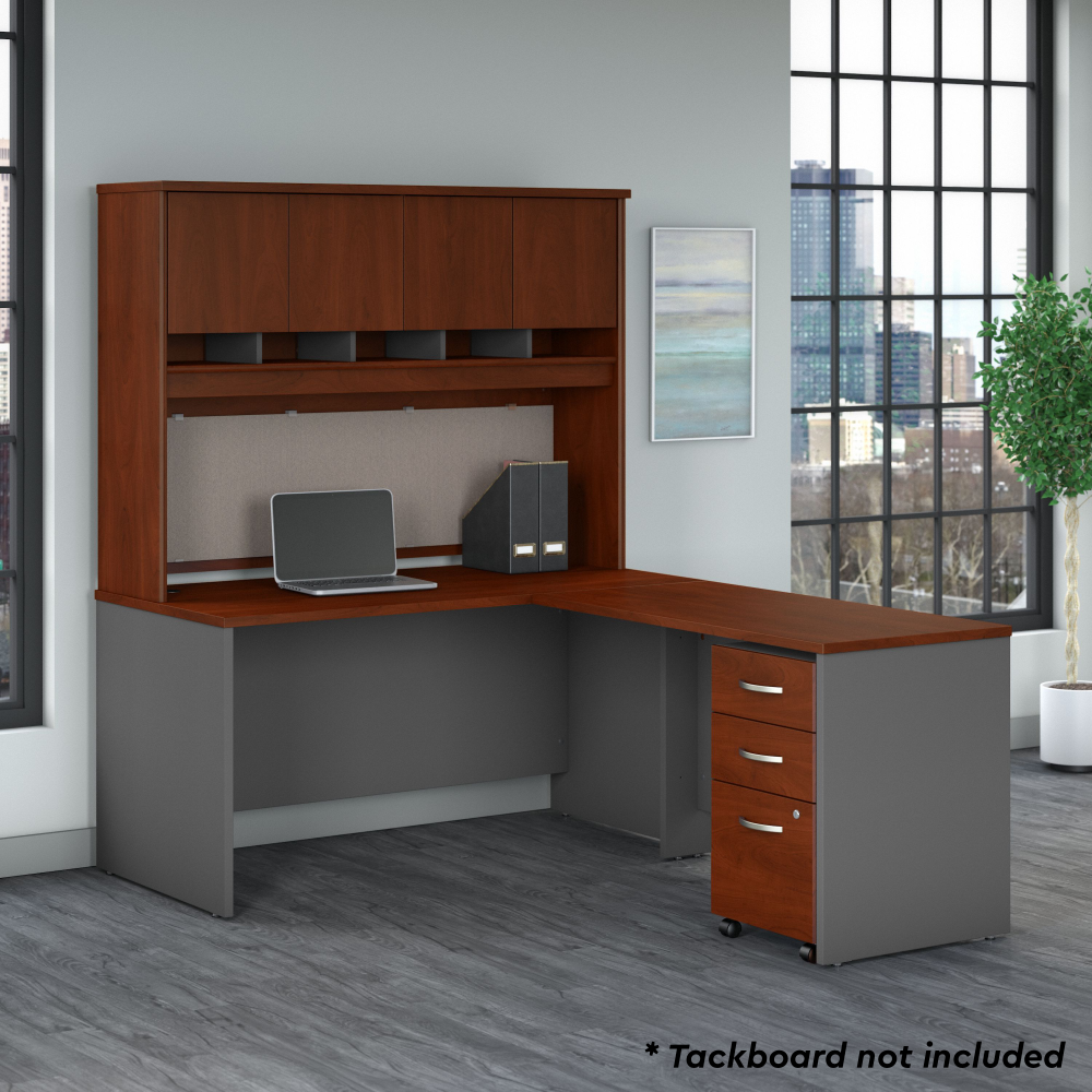 Shop Bush Business Furniture Series C 60W L Shaped Desk with Hutch and Mobile File Cabinet, Image 02, SRC147HCSU, #color_hansen cherry/graphite gray