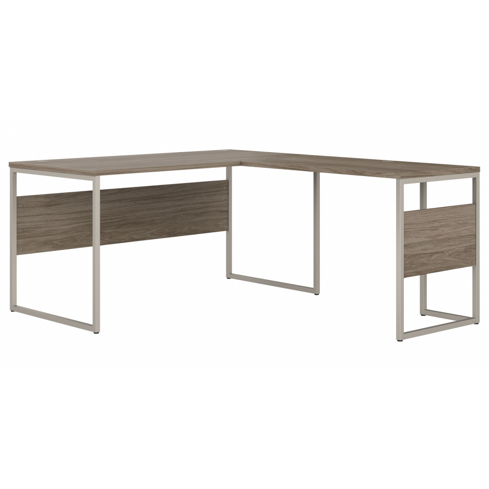 Shop Bush Business Furniture Hybrid 60W x 30D L Shaped Table Desk with Metal Legs, Image 01, HYB027MH, #color_modern hickory