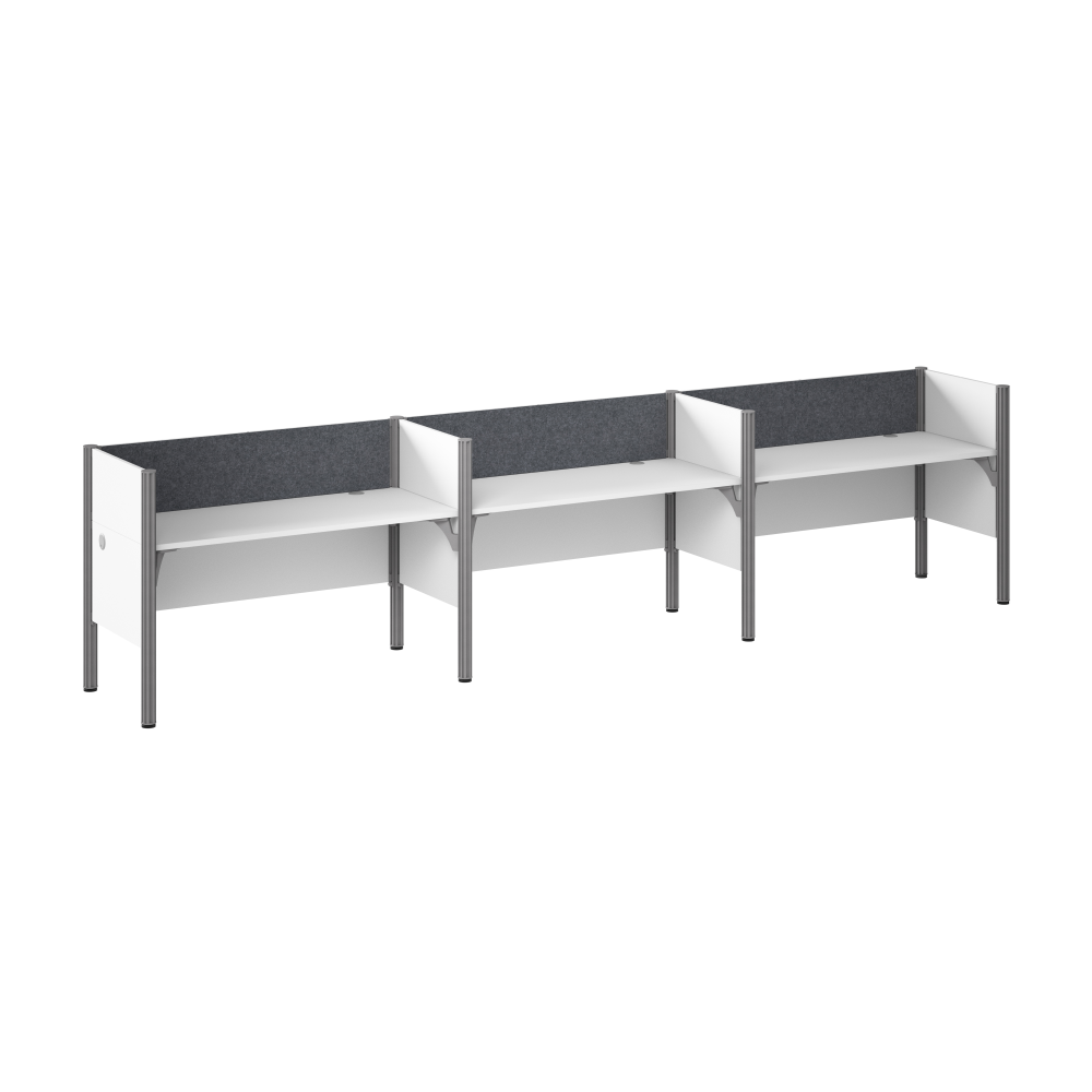 Shop Bush Business Furniture ProBiz 3 Person Office Cubicle Desk with Low Privacy Panels and Tackboard, Image 01, 100872CG-17, #color_white