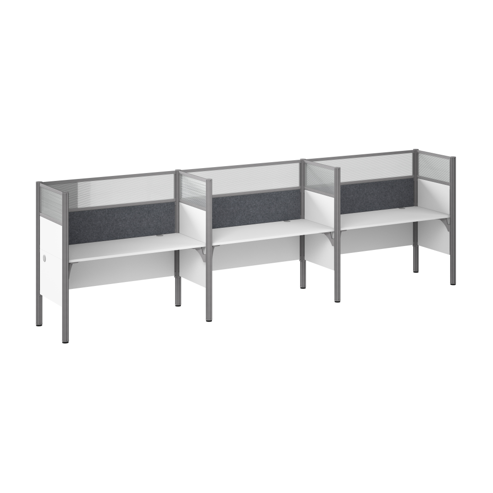 Shop Bush Business Furniture ProBiz 3 Person Office Cubicle Desk with High Privacy Panels and Tackboard, Image 01, 100872DG-17, #color_white