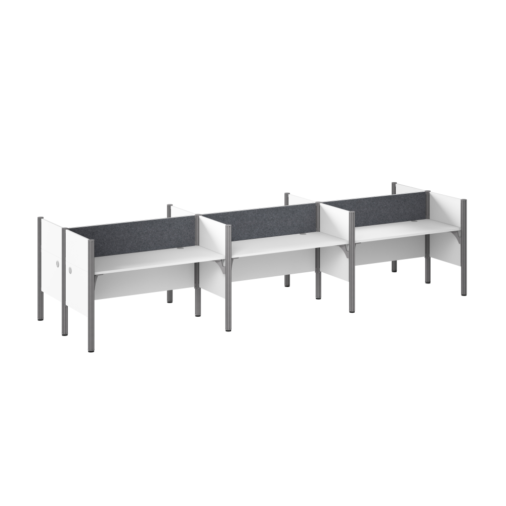 Shop Bush Business Furniture ProBiz 6 Person Office Cubicle Desk with Low Privacy Panels and Tackboard, Image 01, 100873CG-17, #color_white