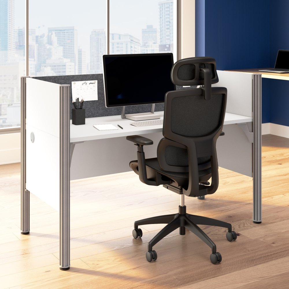 Shop Bush Business Furniture ProBiz Single Cubicle Desk for Office with Low Privacy Panels and Tackboard, Image 02, 100871CG-17, #color_white