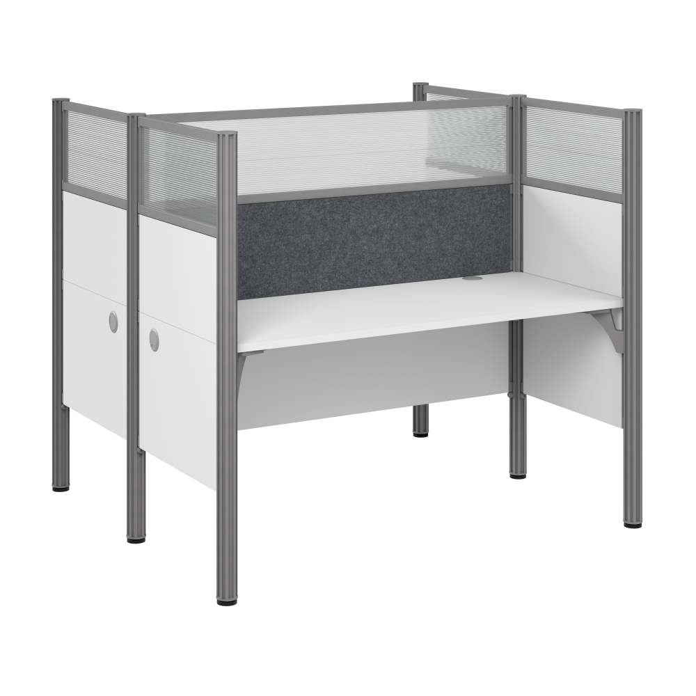 Shop Bush Business Furniture ProBiz 2 Person Office Cubicle Desk with High Privacy Panels and Tackboard, Image 01, 100870DG-17, #color_white