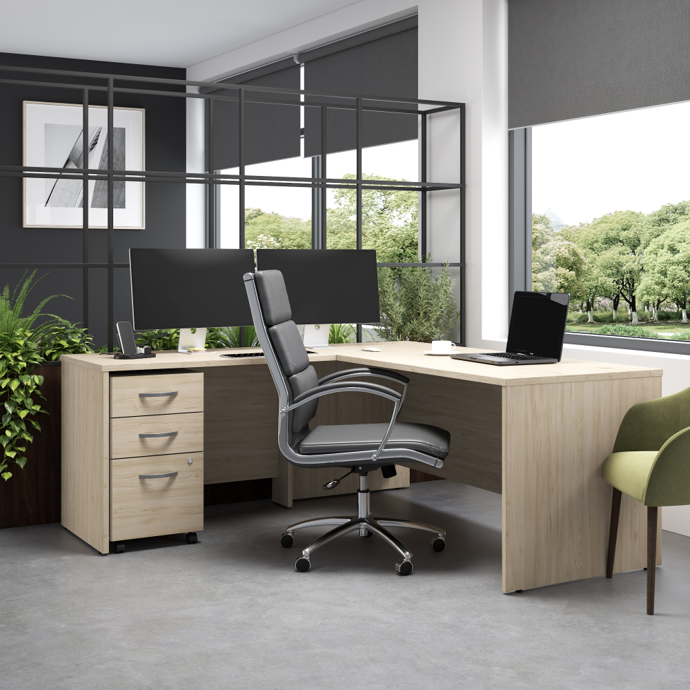 Shop Bush Business Furniture Studio C 72W x 30D L Shaped Desk with Mobile File Cabinet and 42W Return, Image 02, STC007NESU, #color_natural elm
