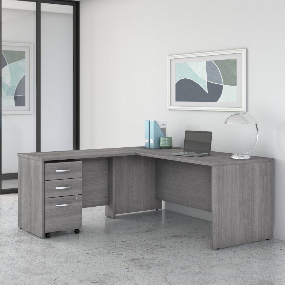 Shop Bush Business Furniture Studio C 72W x 30D L Shaped Desk with Mobile File Cabinet and 42W Return, Image 02, STC007PGSU, #color_platinum gray