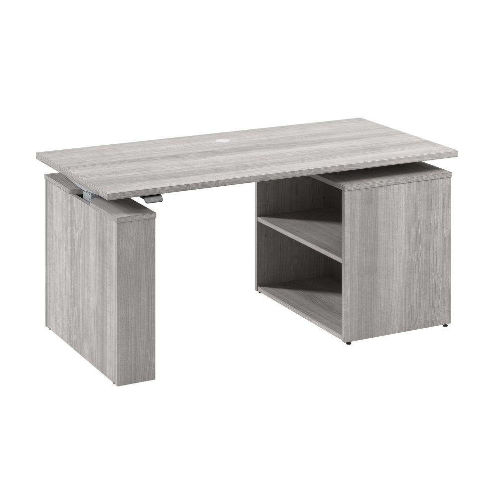 Shop Bush Business Furniture Stratus 60W x 30D Electric Height Adjustable Standing Desk with Bookcase, Image 01, SUT005PG, #color_platinum gray