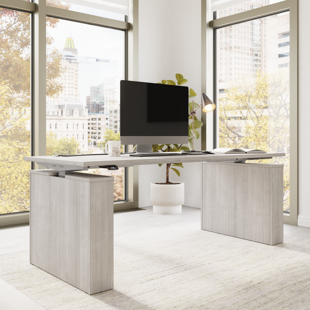 Shop Bush Business Furniture Stratus 72W x 30D Electric Height Adjustable Standing Desk, Image 03, SUT002PG, #color_platinum gray