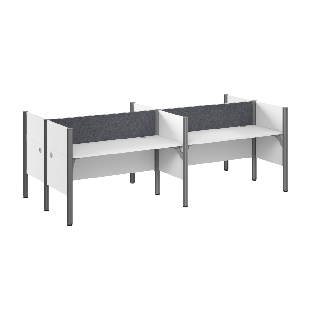 Shop Bush Business Furniture ProBiz 4 Person Office Cubicle Desk with Low Privacy Panels and Tackboard, Image 01, 100875CG-17, #color_white