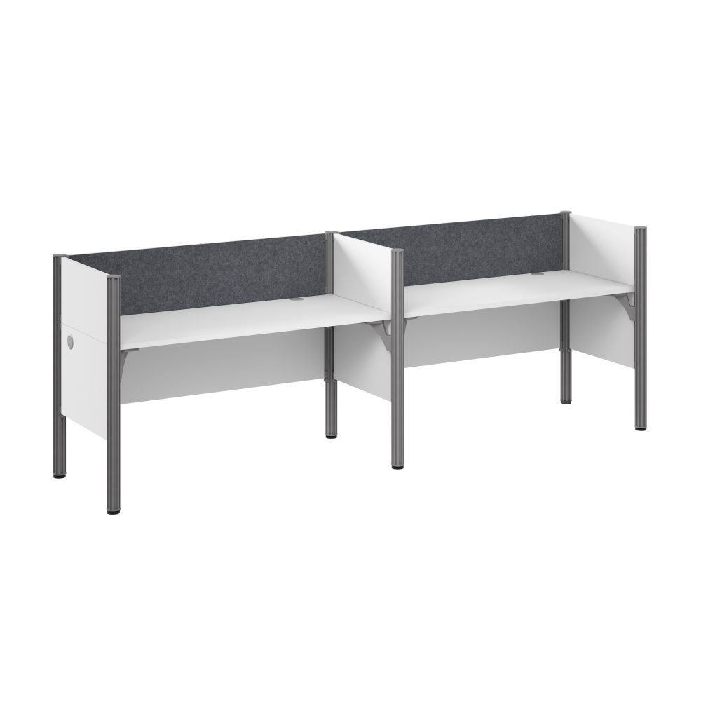 Shop Bush Business Furniture ProBiz Double Cubicle Desk for Office with Low Privacy Panels and Tackboard, Image 01, 100876CG-17, #color_white